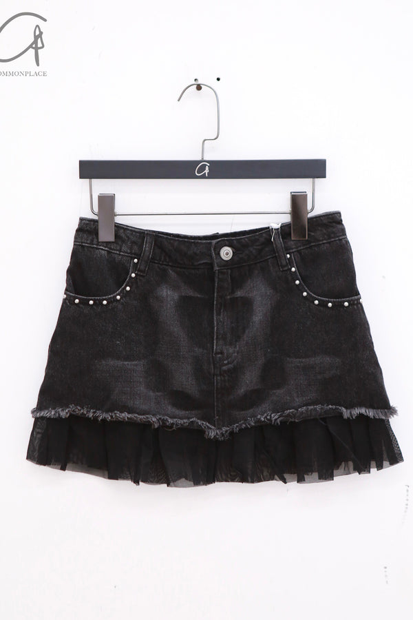 RUI built 25 spring and summer printed denim skirt RUI-RSS24WV18-HEI black